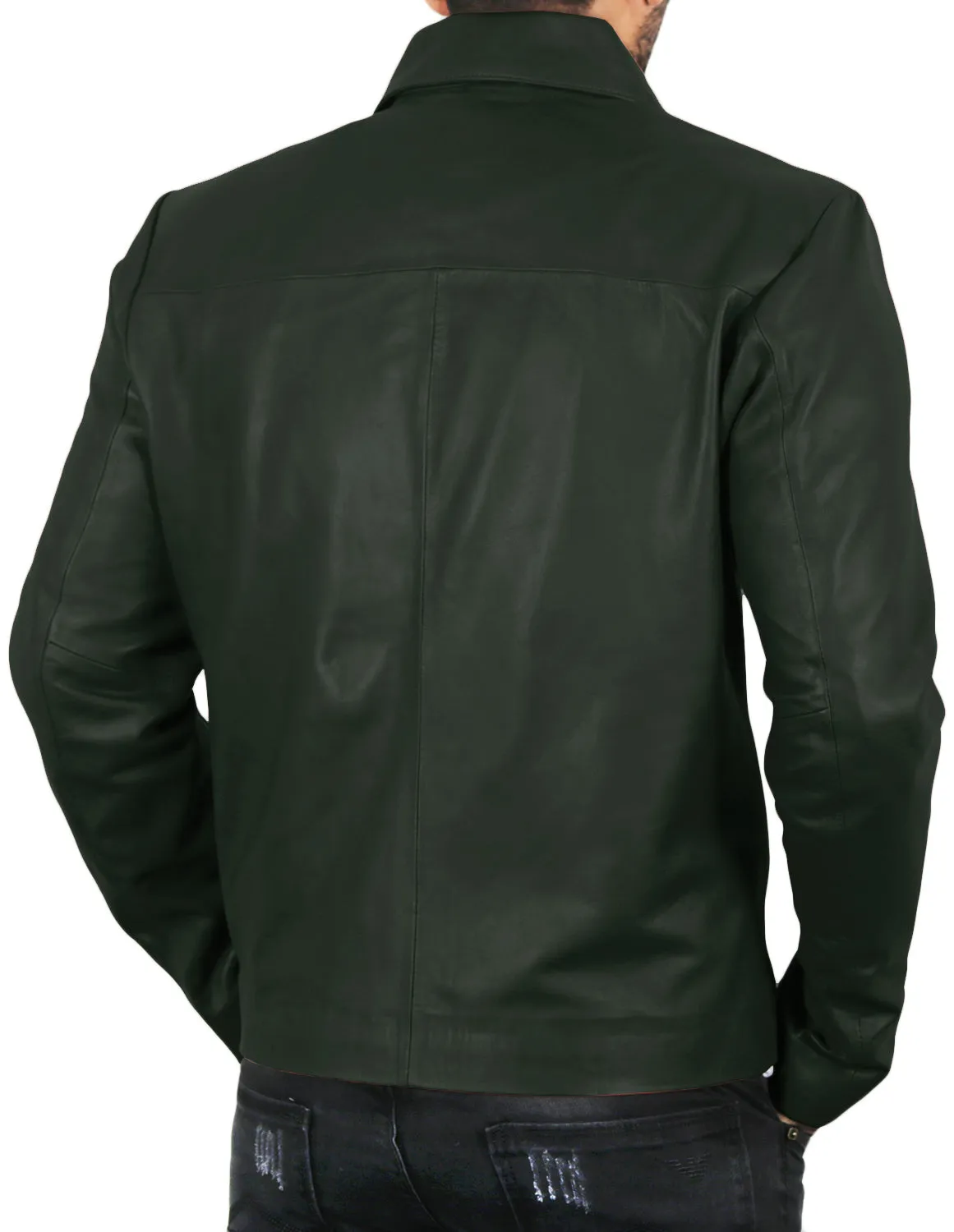 Leather Jackets Hub Mens Genuine Lambskin Leather Jacket (Black, Aviator Jacket) - 1501587