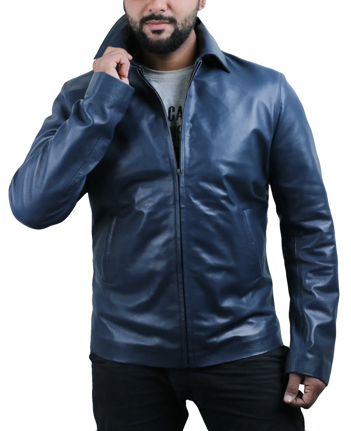 Leather Jackets Hub Mens Genuine Lambskin Leather Jacket (Black, Aviator Jacket) - 1501587