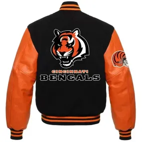 Letterman Cincinnati Bengals Black and Orange Varsity Jacket-02