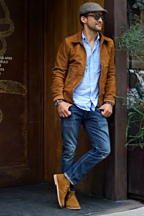 LONDON AX Classic Jacket in Suede - Amber