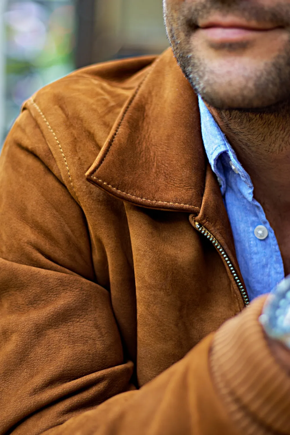 LONDON AX Classic Jacket in Suede - Amber