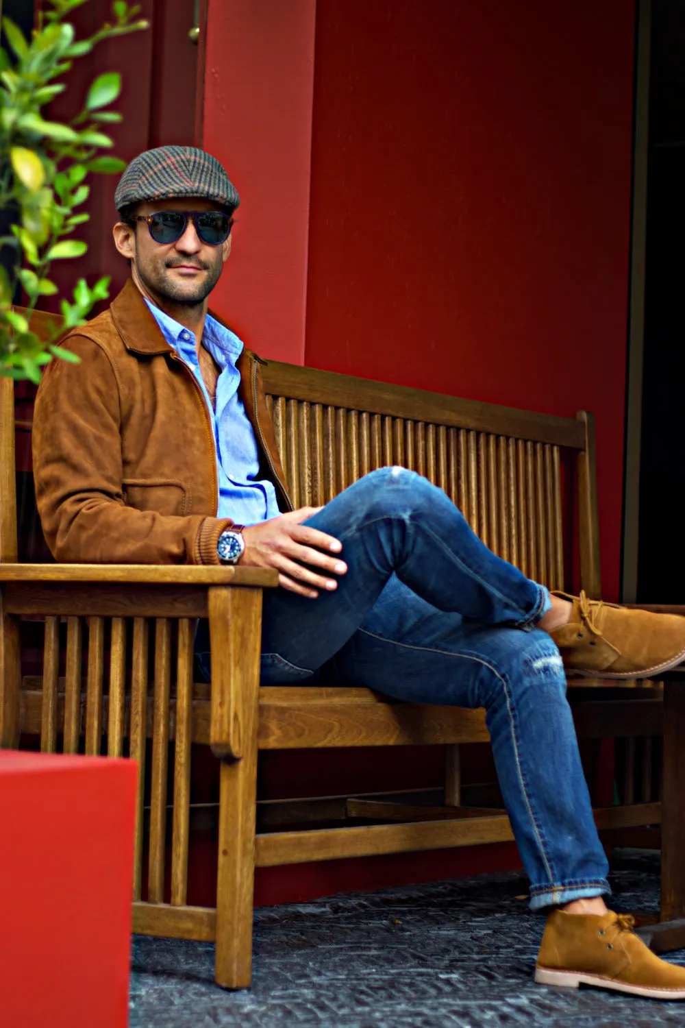 LONDON AX Classic Jacket in Suede - Amber
