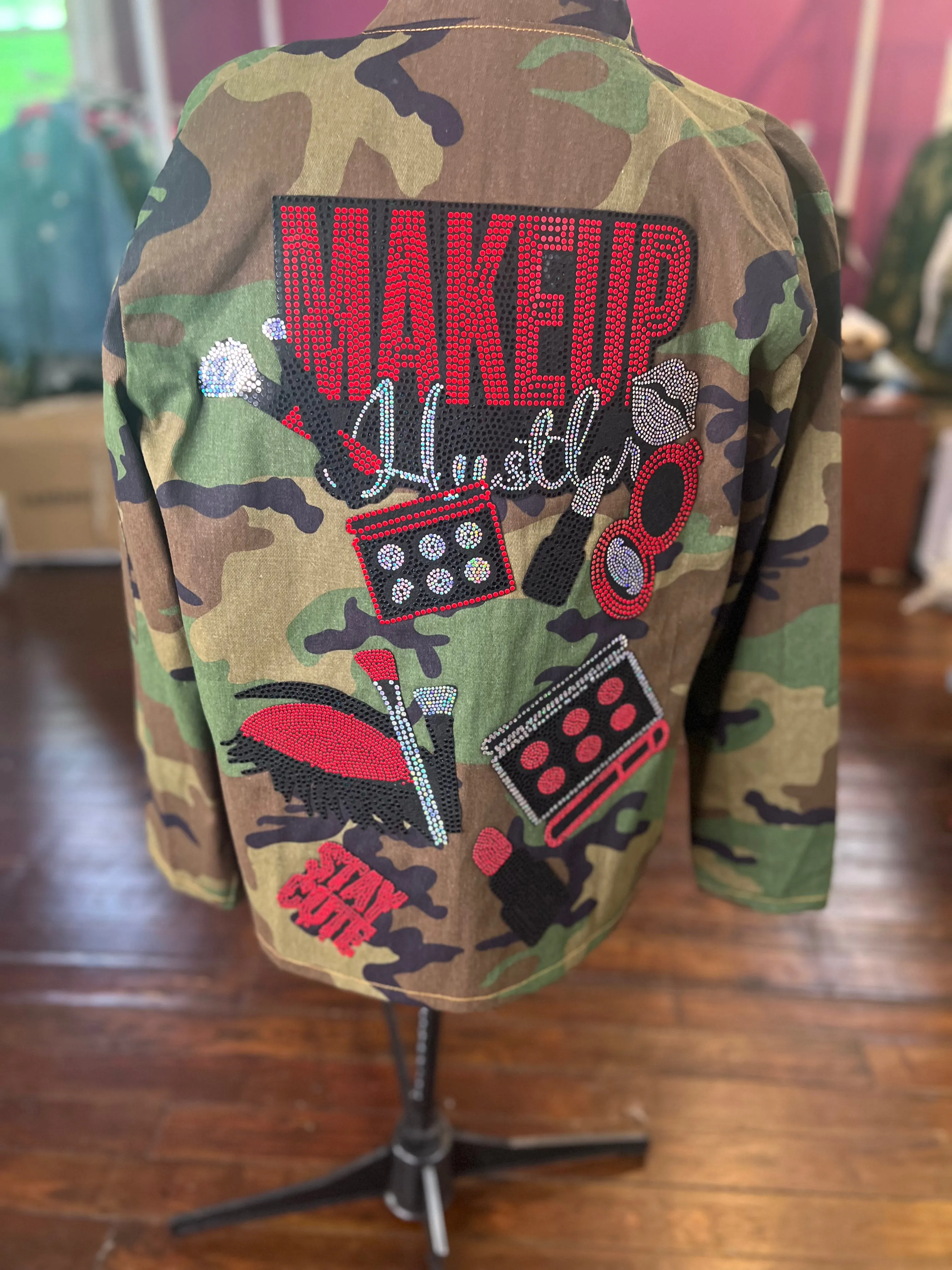 MAKEUP HUSTLER CAMOUFLAGE BLING Patchwork JACKET