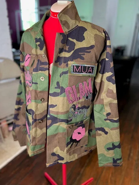 MAKEUP HUSTLER CAMOUFLAGE BLING Patchwork JACKET