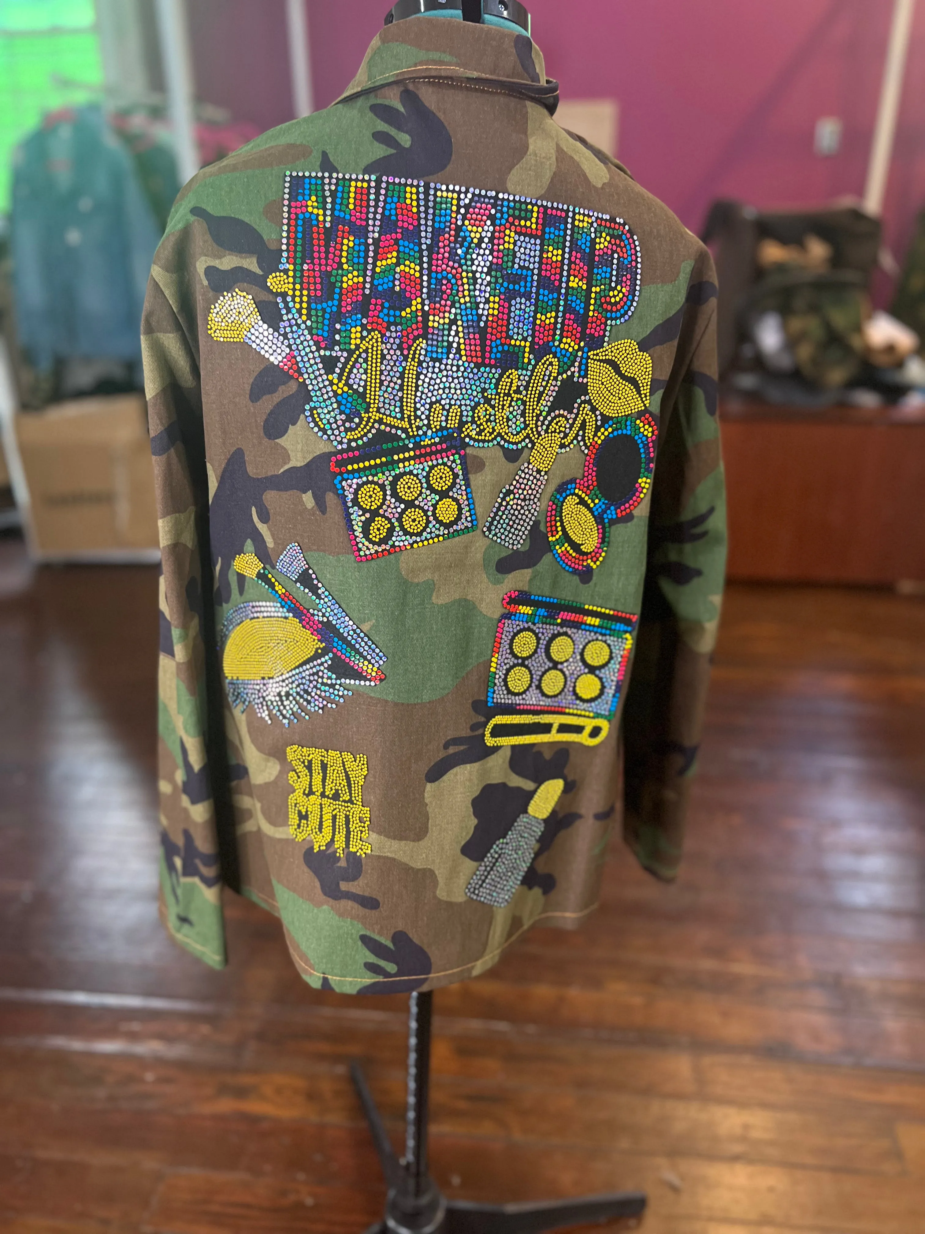 MAKEUP HUSTLER CAMOUFLAGE BLING Patchwork JACKET