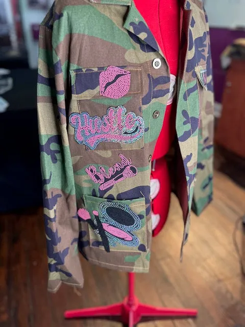 MAKEUP HUSTLER CAMOUFLAGE BLING Patchwork JACKET