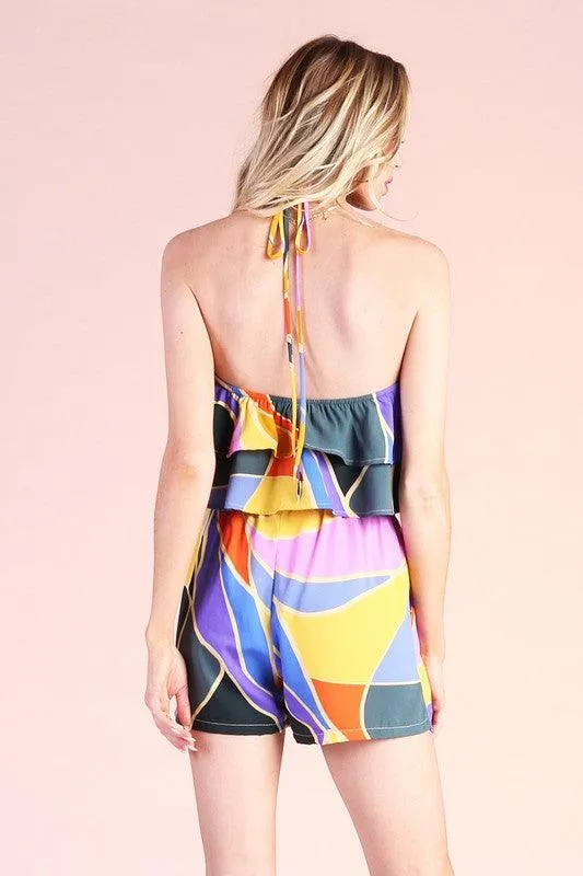 Metamorphosis print x halter crop top