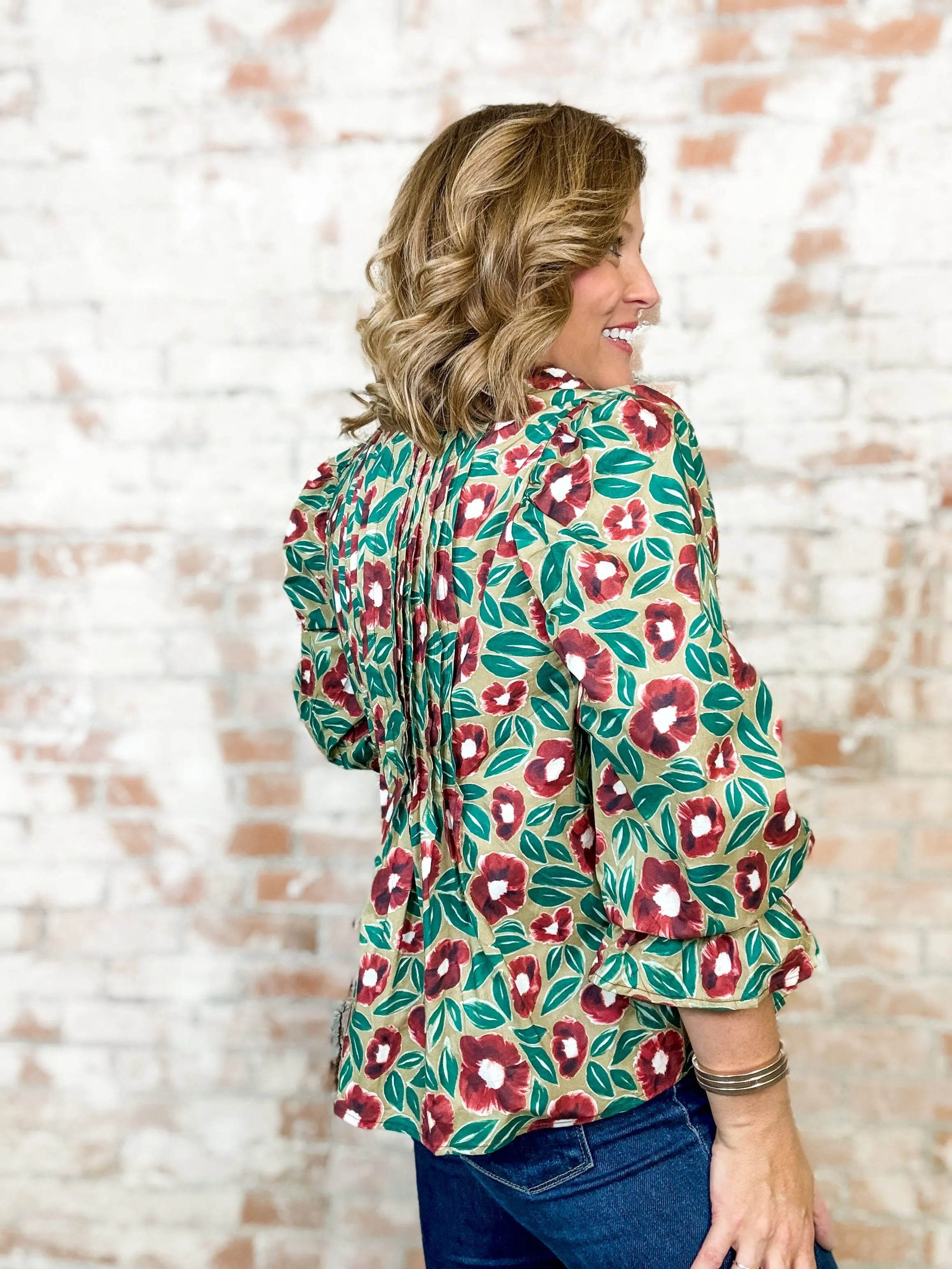 Morgan Floral Pintuck   Bow Top - FINAL SALE