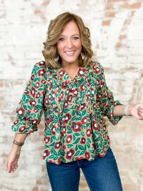 Morgan Floral Pintuck   Bow Top - FINAL SALE