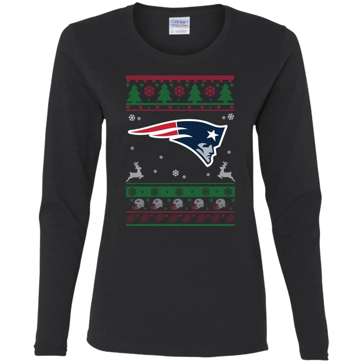 New England Patriots Logo Football Teams Ugly Christmas Sweater Women Long Sleeve Shirt