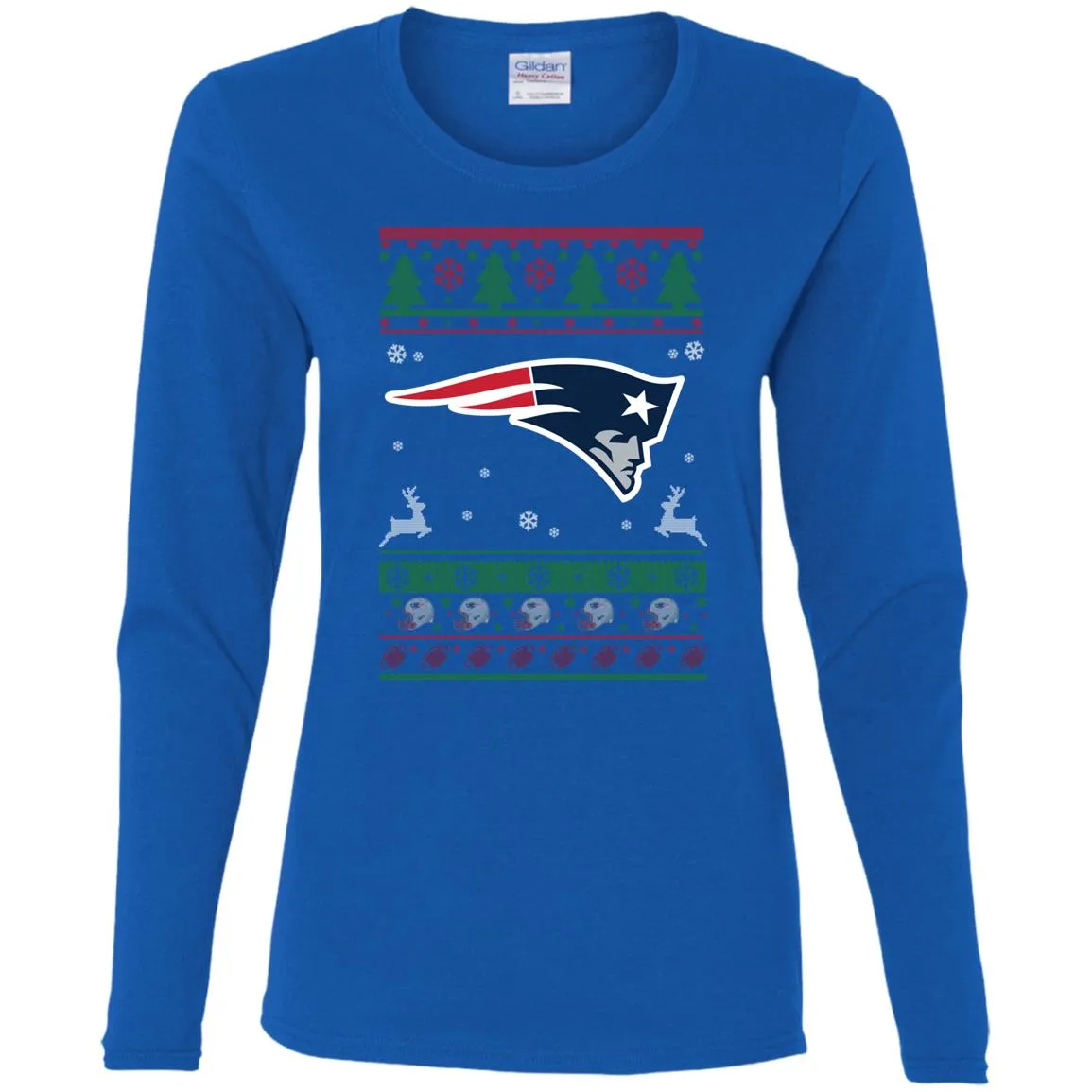 New England Patriots Logo Football Teams Ugly Christmas Sweater Women Long Sleeve Shirt