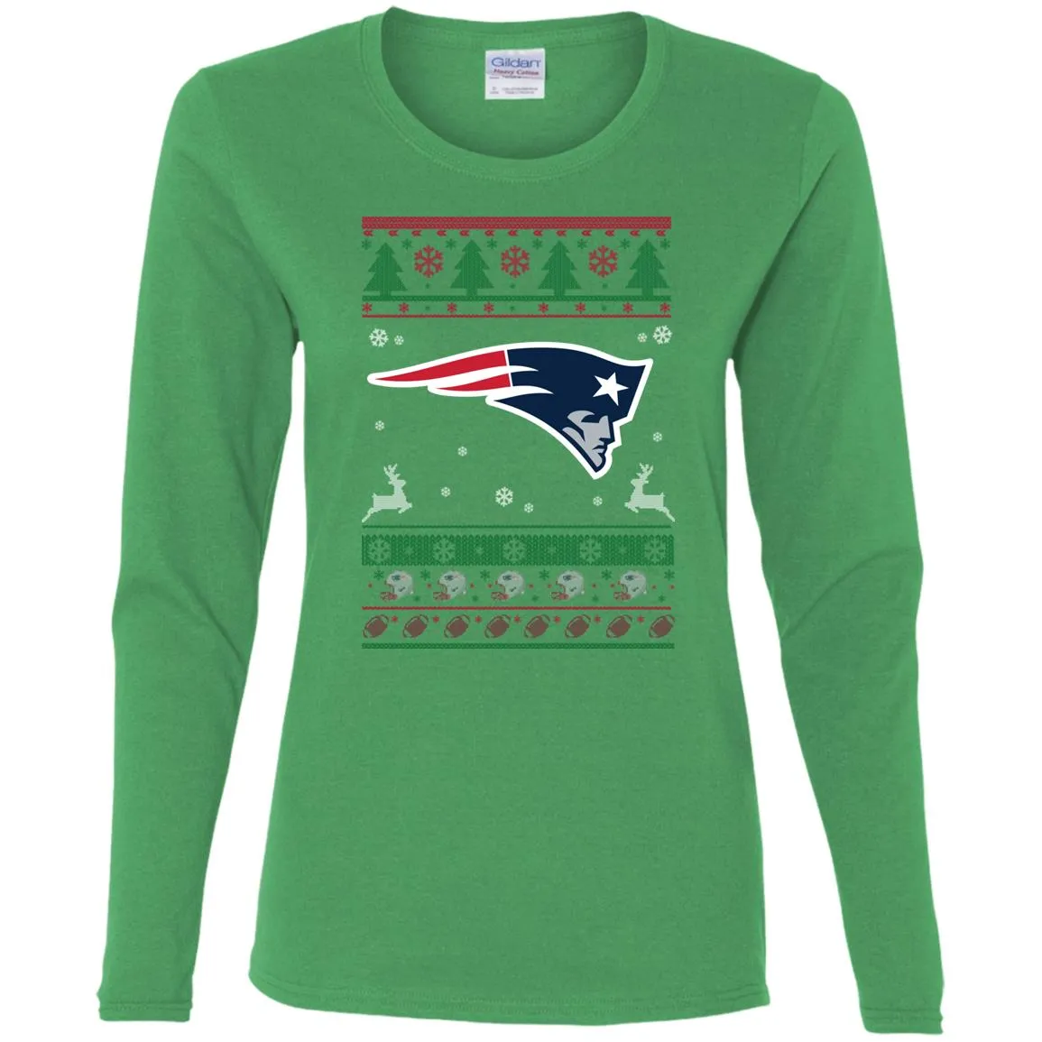 New England Patriots Logo Football Teams Ugly Christmas Sweater Women Long Sleeve Shirt