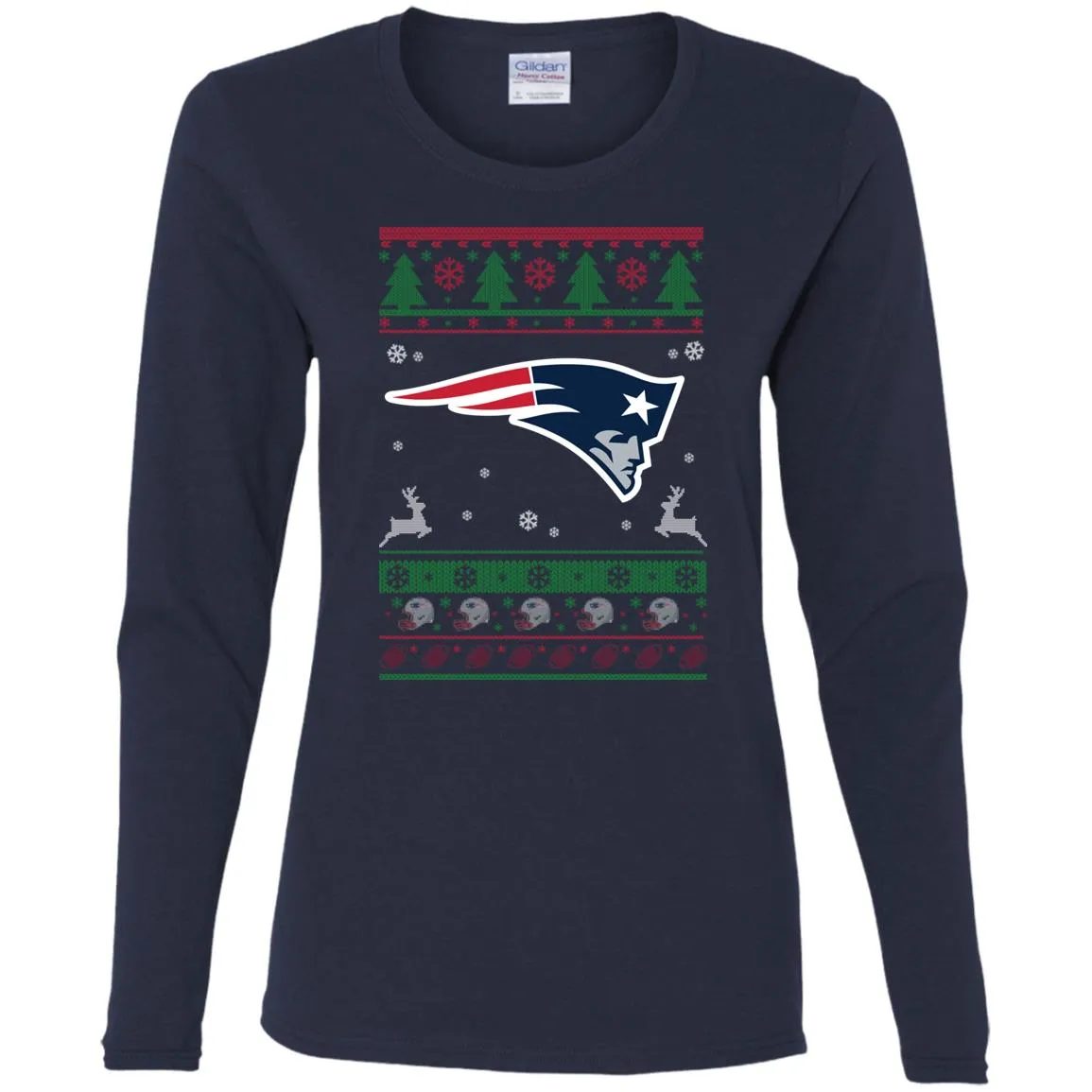 New England Patriots Logo Football Teams Ugly Christmas Sweater Women Long Sleeve Shirt