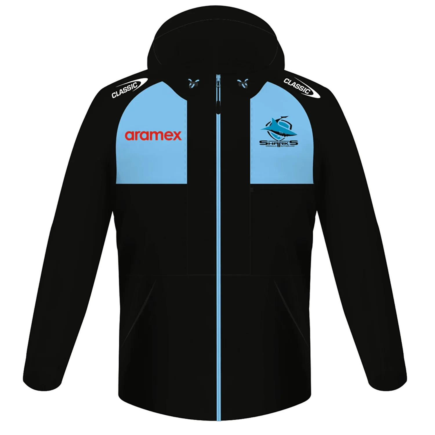 NRL 2024 Wet Weather Jacket - Cronulla Sharks - Black - Adult - Classic