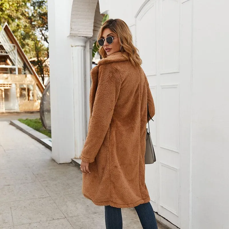 Open Front Longline Teddy Coat