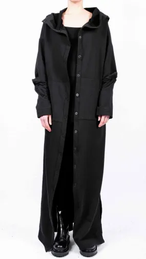 Organic Cotton Maxi Coat with Hood