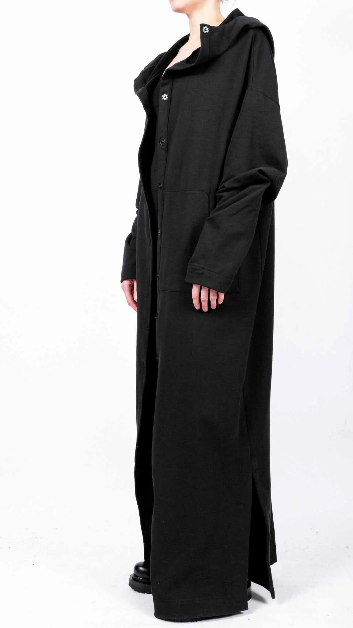 Organic Cotton Maxi Coat with Hood