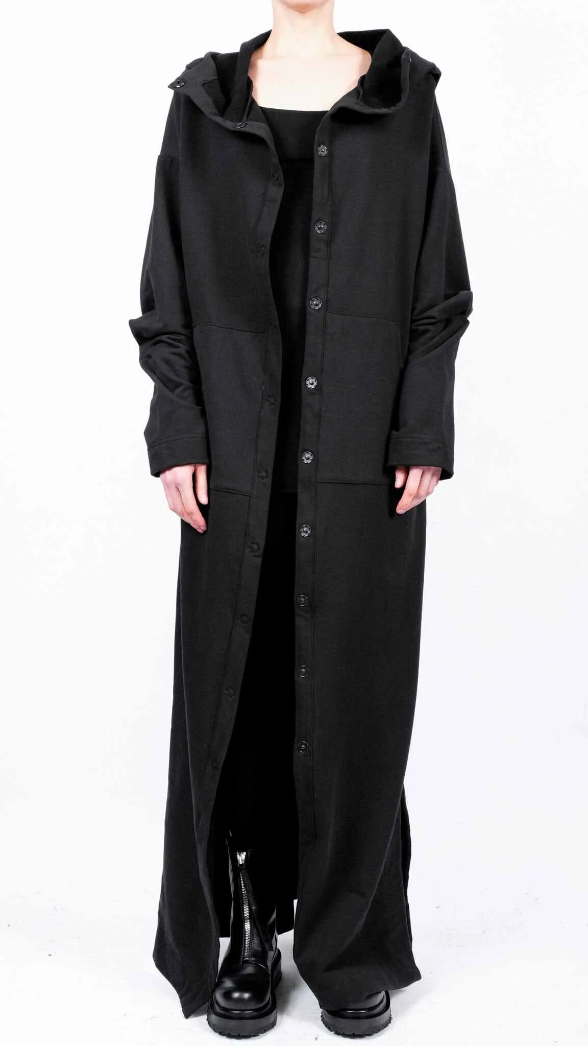 Organic Cotton Maxi Coat with Hood
