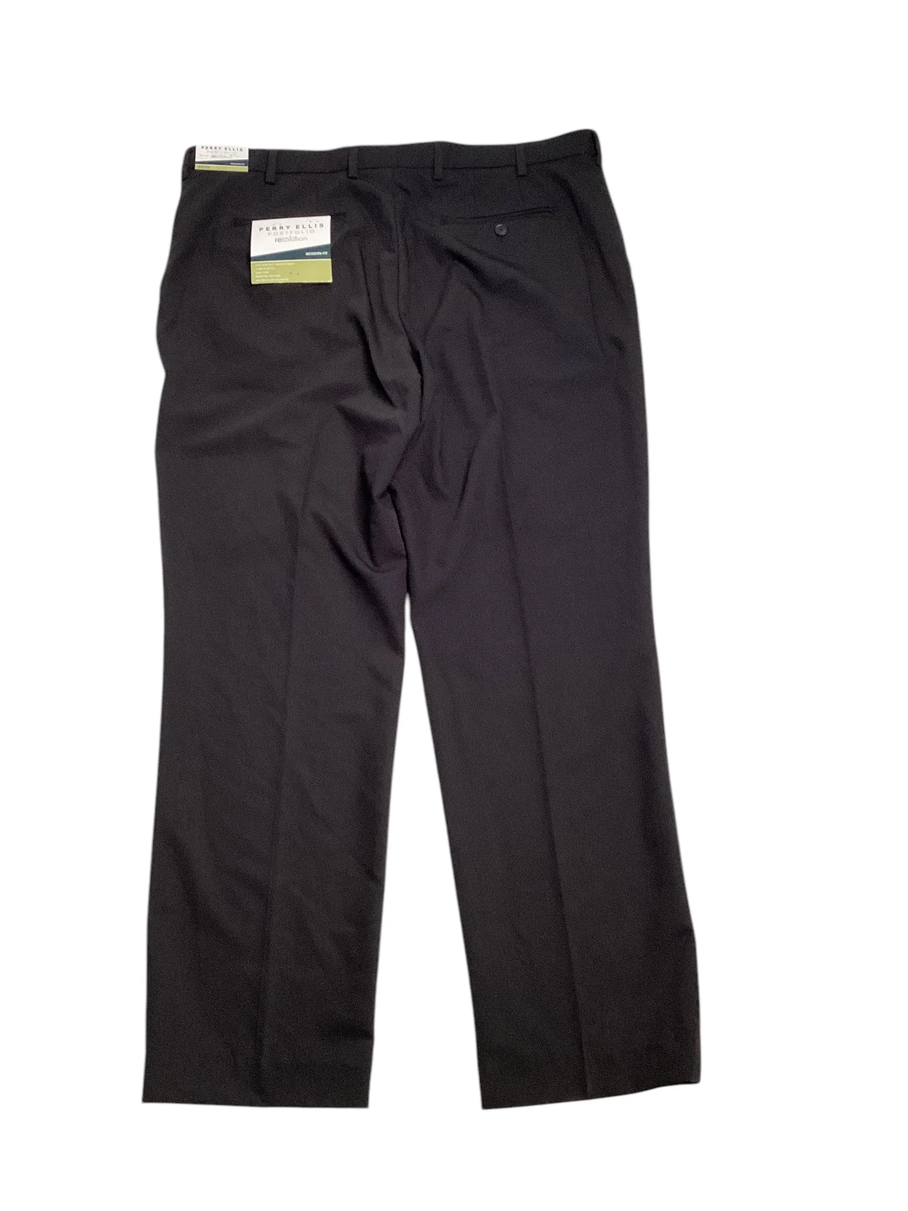 Perry Ellis Portfolio Mens Modern fit Dress Pants 38 / 32 Black Solid