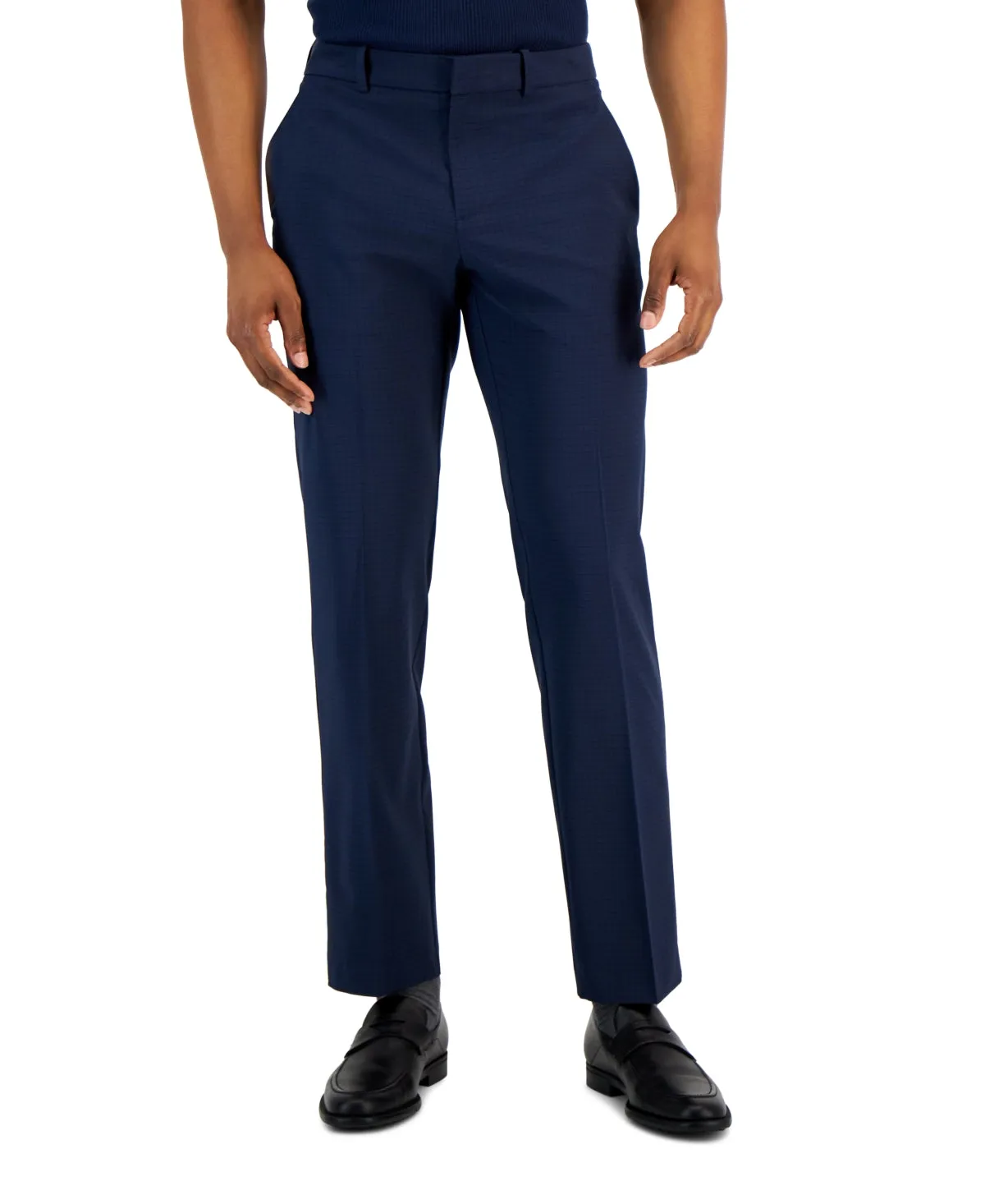 Perry Ellis Portfolio Men's Modern Fit Stretch Dress Pants Navy 33 x 30