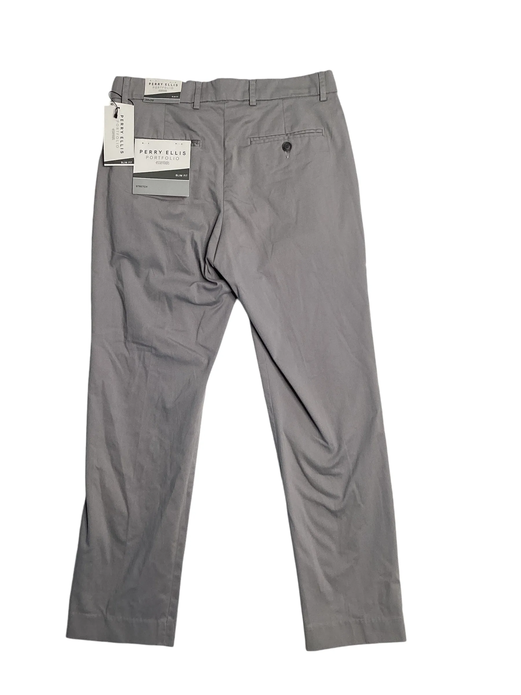 Perry Ellis Portfolio Mens Slim Fit Suit Dress Pants Grey 30 x 29