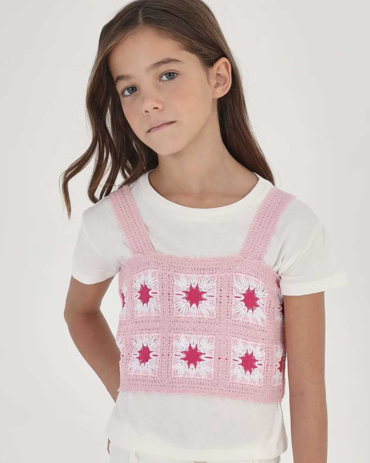 Pink Crochet Tween Top & Tee Set