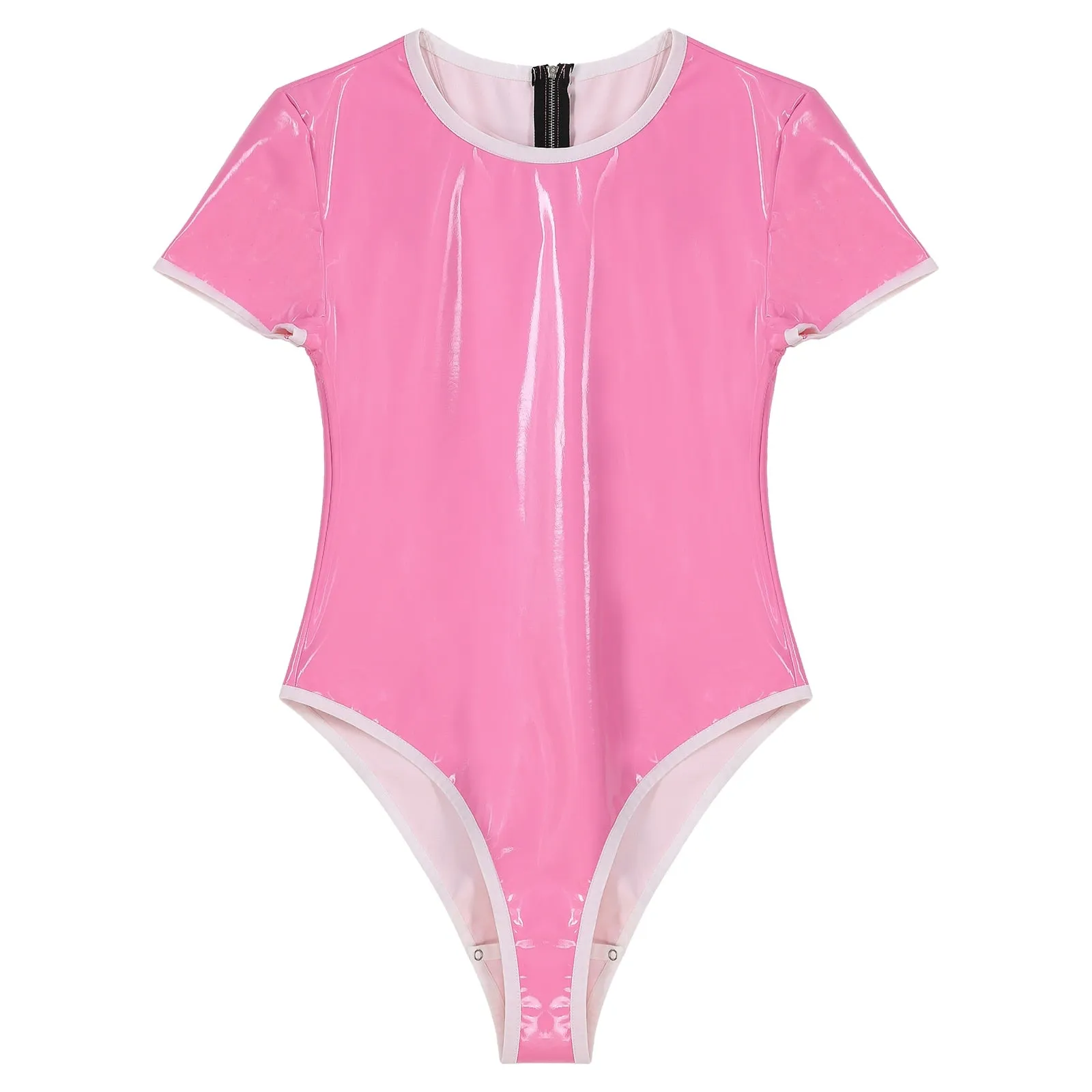 Pink Patent Leather Bodysuit: Sexy Male Sissy Lingerie