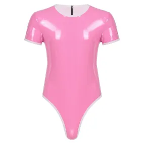 Pink Patent Leather Bodysuit: Sexy Male Sissy Lingerie