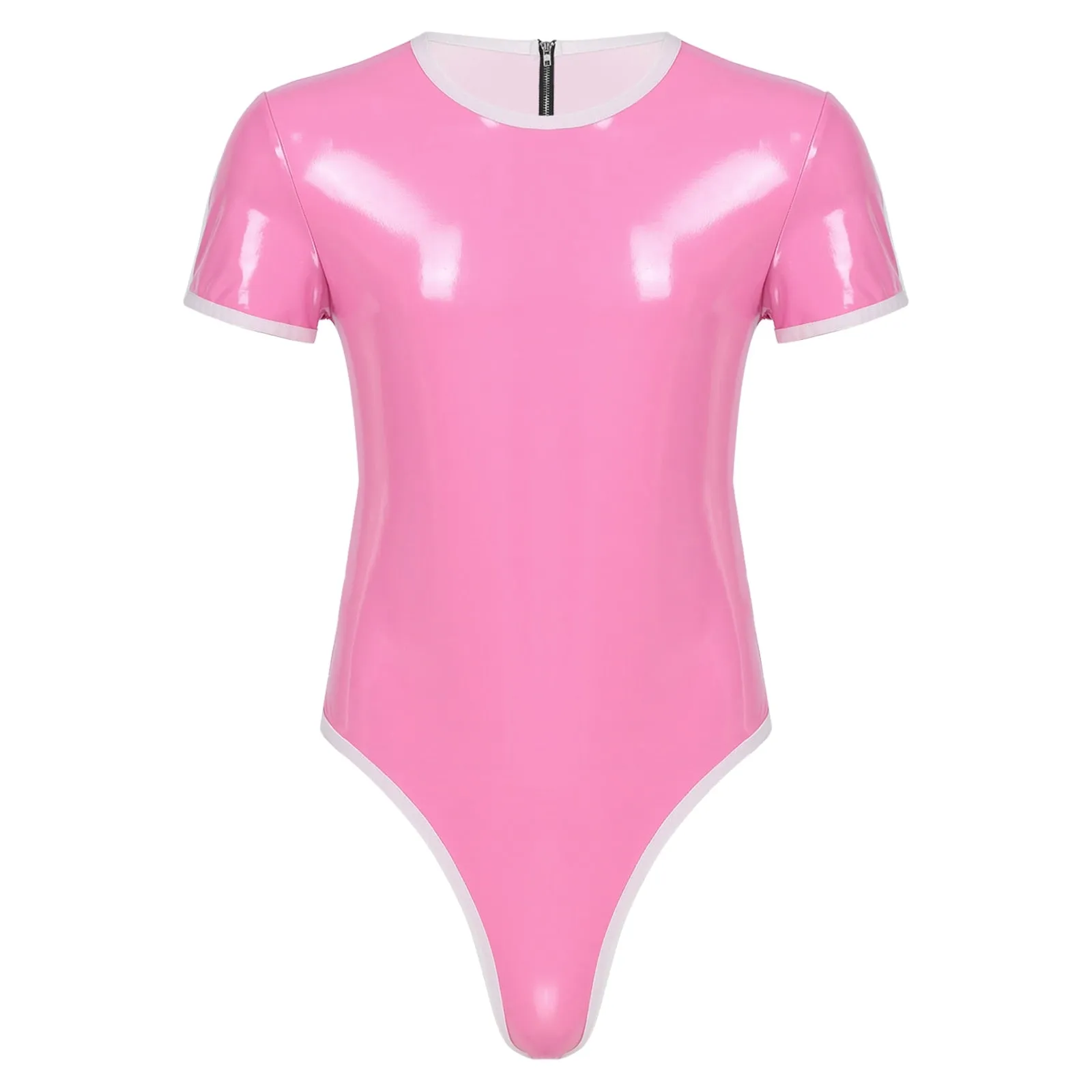 Pink Patent Leather Bodysuit: Sexy Male Sissy Lingerie