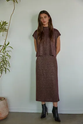 Plum Glitter Mock Neck Top