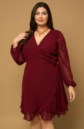 Plus Burgundy Wrap Dress