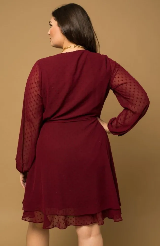 Plus Burgundy Wrap Dress