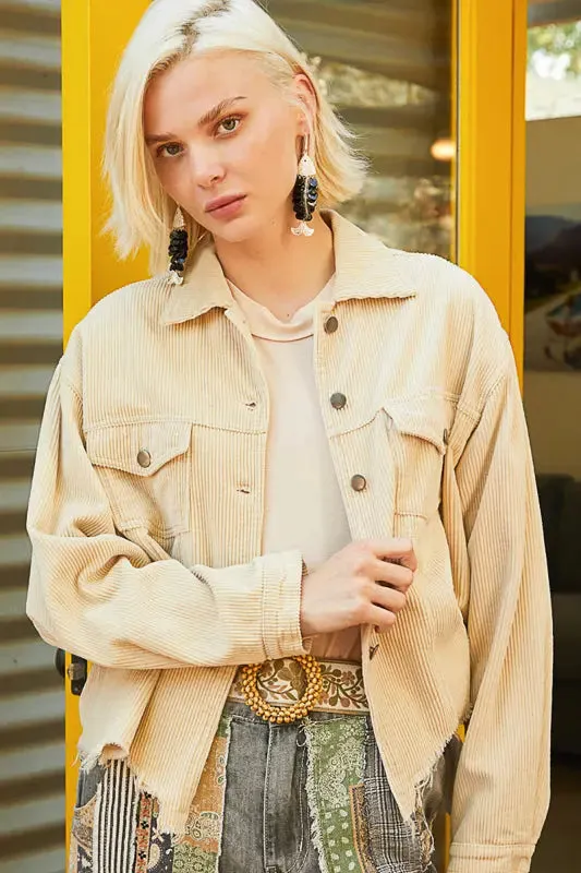 Pol Clothing Inc. Love You A Latte Jacket – Cozy Corduroy Trucker Style