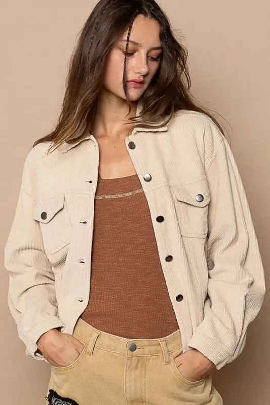 Pol Clothing Inc. Love You A Latte Jacket – Cozy Corduroy Trucker Style