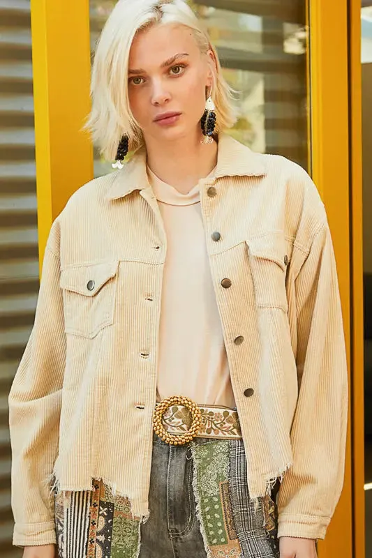 Pol Clothing Inc. Love You A Latte Jacket – Cozy Corduroy Trucker Style