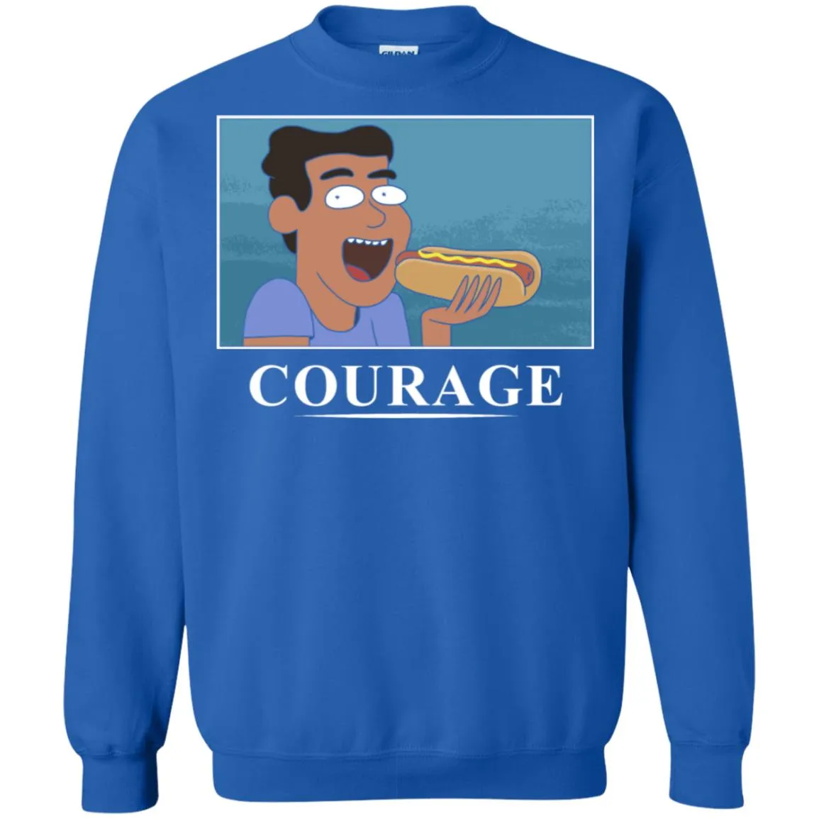 Rick And Morty Courage Is Eating A Hot Dog Unisex Crewneck Pullover Sweatshirt