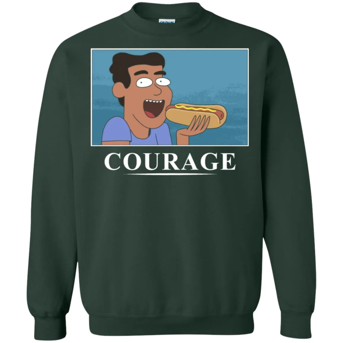 Rick And Morty Courage Is Eating A Hot Dog Unisex Crewneck Pullover Sweatshirt