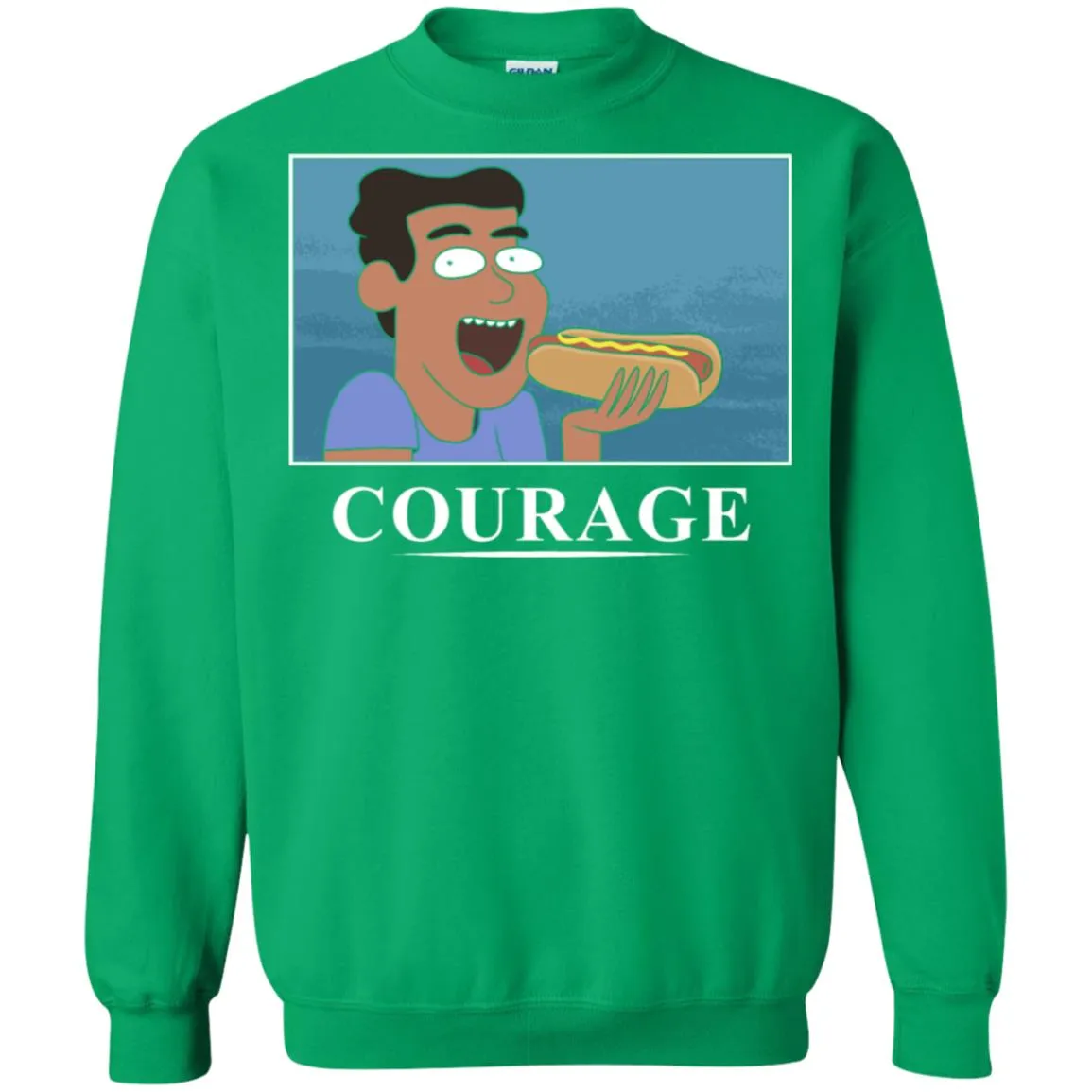 Rick And Morty Courage Is Eating A Hot Dog Unisex Crewneck Pullover Sweatshirt