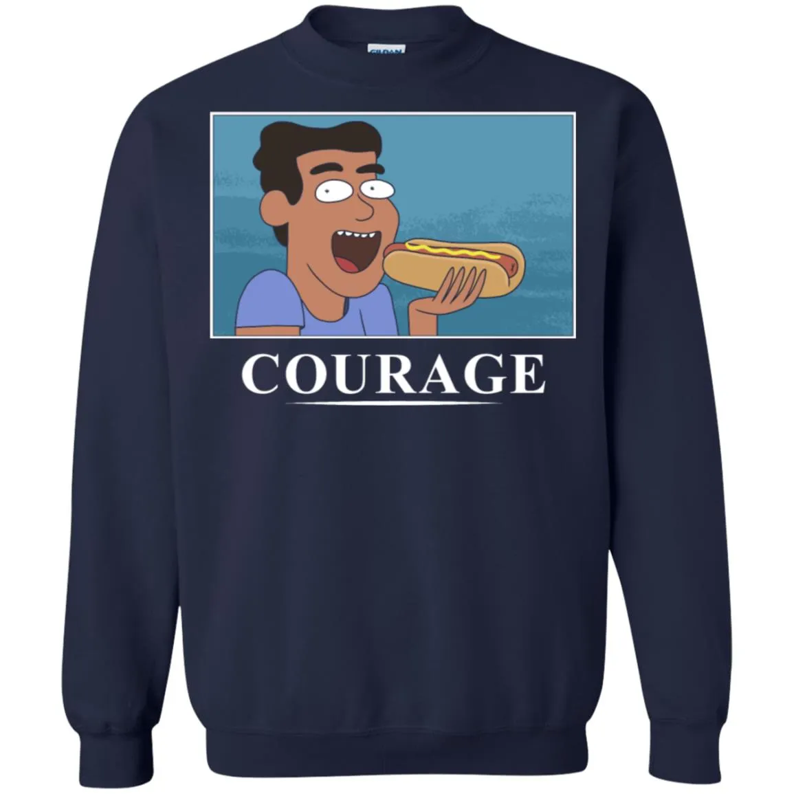 Rick And Morty Courage Is Eating A Hot Dog Unisex Crewneck Pullover Sweatshirt