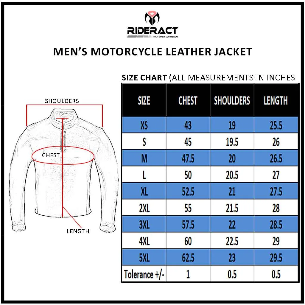 RIDERACT® Mens Leather Motorcycle Jacket Cafe Racer KRATOS