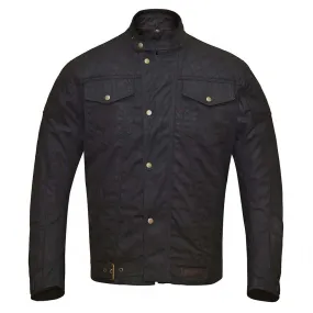 RIDERACT® Waxed Cotton Motorcycle Jacket Black Stellar Waterproof Moto Jacket