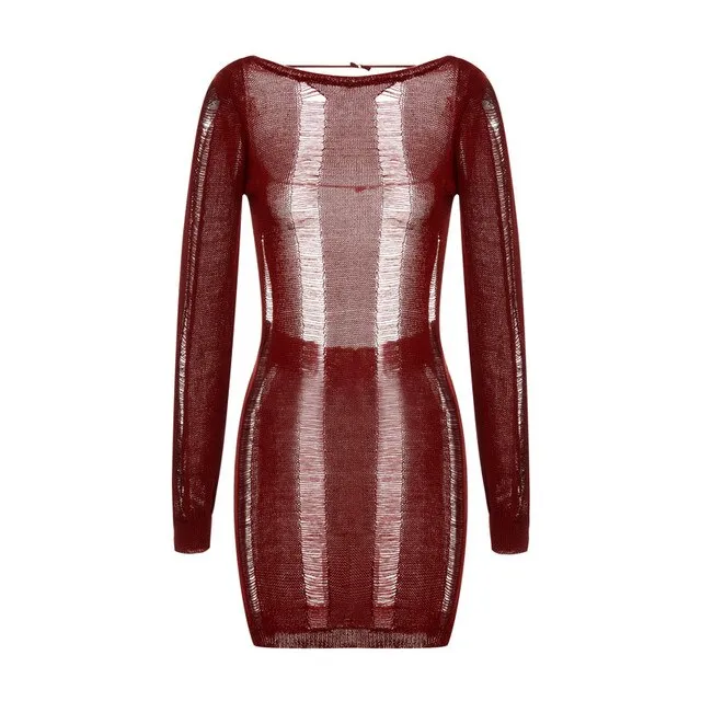 See-Through O-neck Long Sleeve Dress