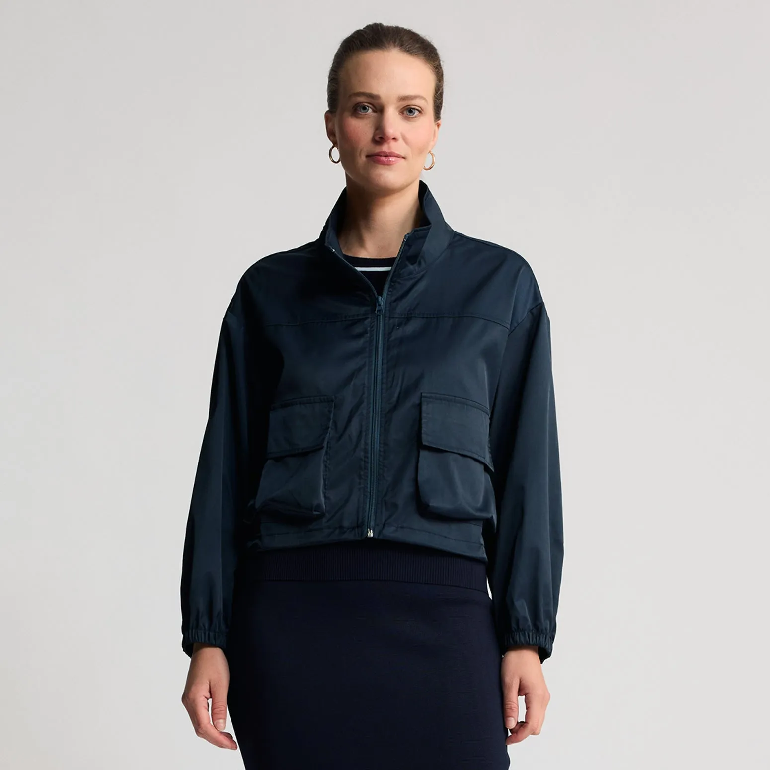 Simi - Cropped Windbreaker - British Navy