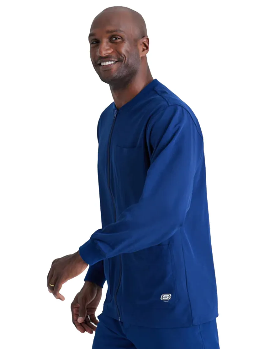 SKECHERS™ by Barco Structure 3-Pocket Crewneck Warmup Scrub Jacket-XL
