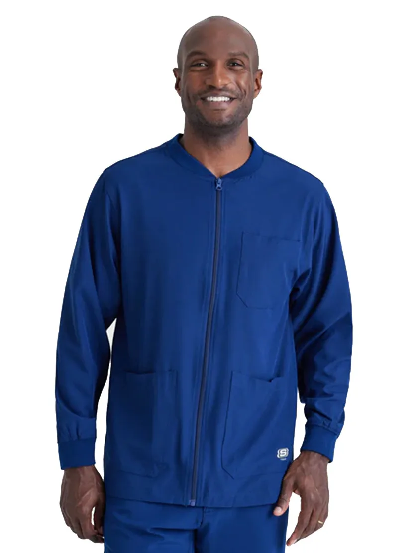 SKECHERS™ by Barco Structure 3-Pocket Crewneck Warmup Scrub Jacket-XL