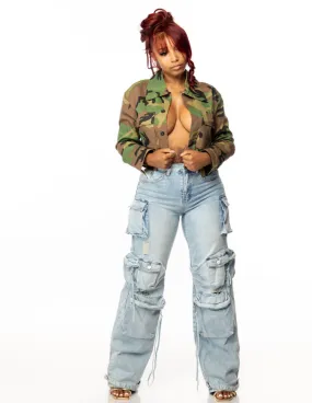 SNOB Baggy Stretchy Cargo Jeans