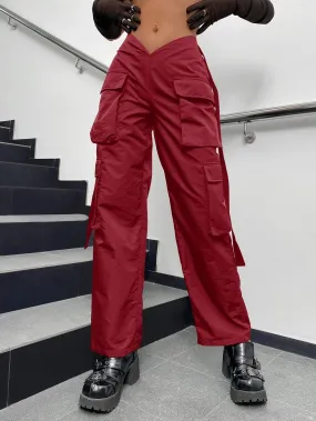 Street V Cut Waist Camo Print Cargo Pants