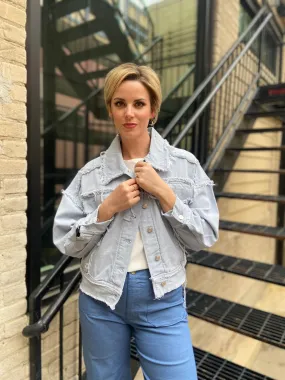 Tabby Pale Blue Distressed Jacket