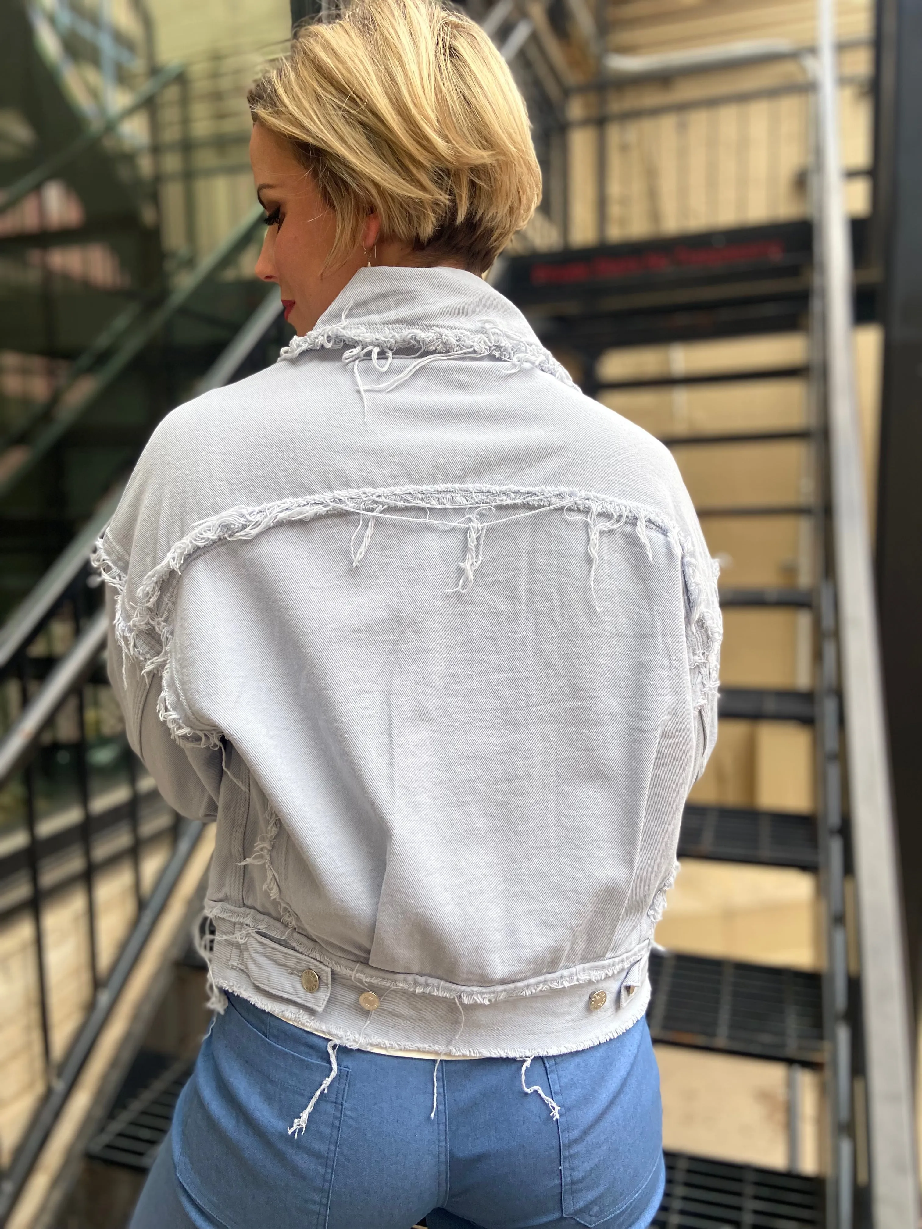 Tabby Pale Blue Distressed Jacket