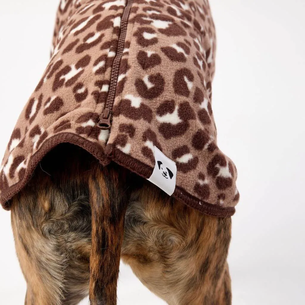 The Floofy Fleece Dog Coat | Chocolate Animal Print